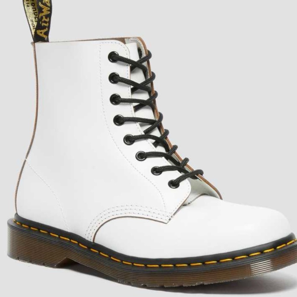 Dr. Martens White and Black Lace-Up Boots